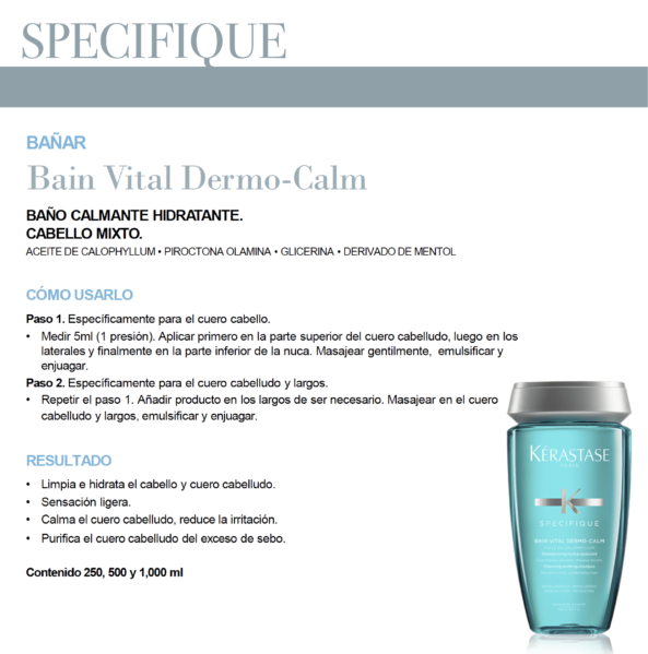 Bain Vital Dermo-Calm Specifique Kérastase. Para cuero cabelludo sensible y graso - Image 3