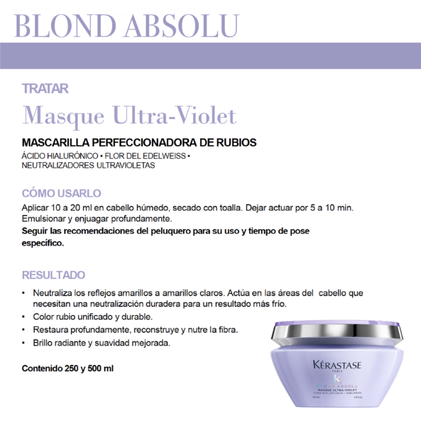 Masque Ultra Violet Blond Absolu Kérastase. Cabello rubio y/o decolorado - Image 3