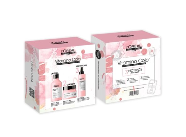 Cofre Loreal Pro Vitamino Color (Shampoo, Mascarilla, Termoprotector)