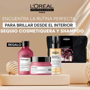 Pack Loreal Pro Longer (Cosmetiquera +Shampoo, Mascarilla, Termoprotector)
