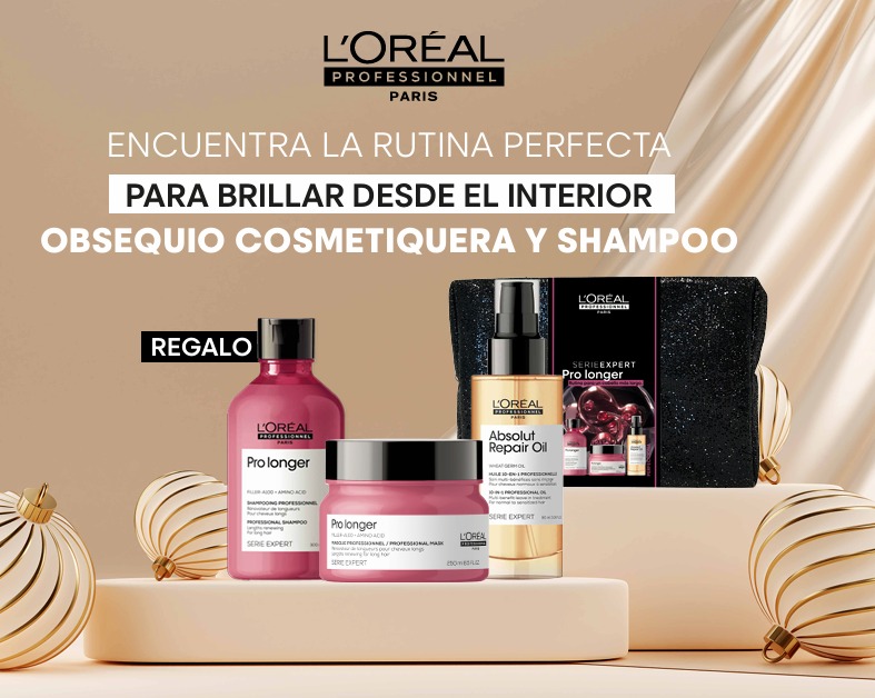 Pack Loreal Pro Longer (Cosmetiquera +Shampoo, Mascarilla, Termoprotector)