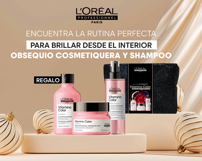 Pack Loreal Pro Vitamino Color (Cosmetiquera +Shampoo, Mascarilla, Termoprotector)