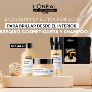 Pack Loreal Pro Absolut Repair Gold (Cosmetiquera +Shampoo, Mascarilla, Termoprotector)